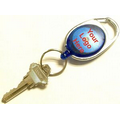Oval Shape Retractable Key Ring W/ Carabiner Clip